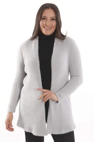 Oversized Gray Self-Folded Soft Cardigan - 1