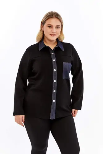 Oversized Jacket Black with Pocket Detail - 1