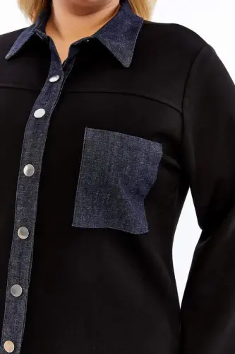 Oversized Jacket Black with Pocket Detail - 3