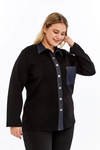 Oversized Jacket Black with Pocket Detail - 4