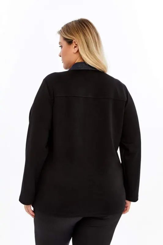 Oversized Jacket Black with Pocket Detail - 5