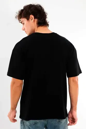 Oversized jinsiy Unisex Oversized Velo yebogʻasi Basic qora-oq rangli futbolka / Qulay 2 li toʻplam - 3