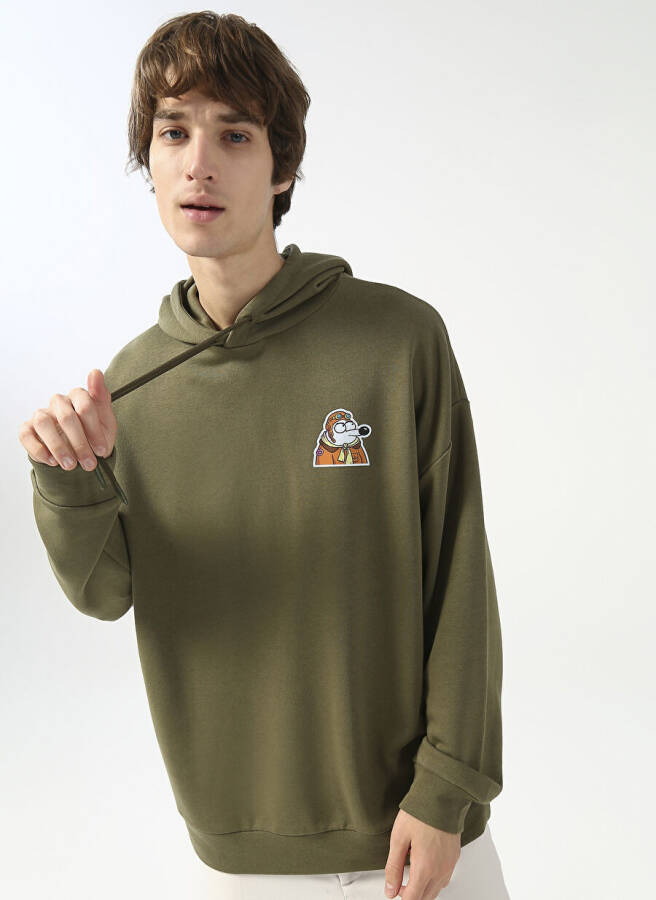 Oversized Khaki Men's Sweatshirt - 4