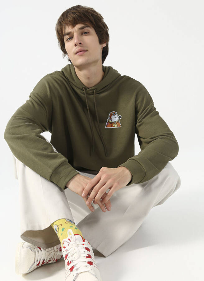 Oversized Khaki Men's Sweatshirt - 5