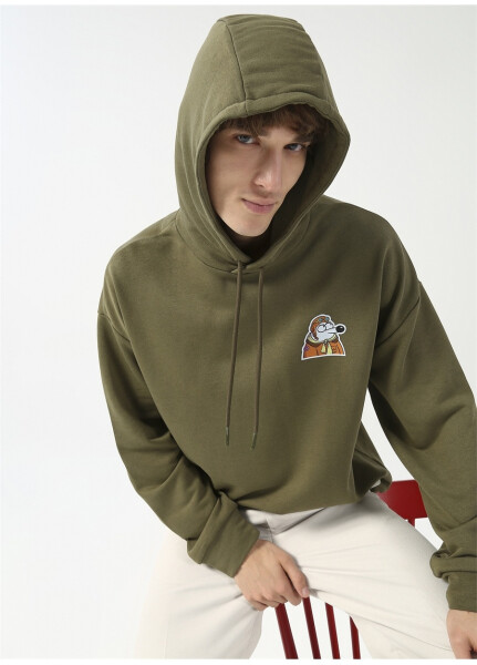 Oversized Khaki Men's Sweatshirt - 7