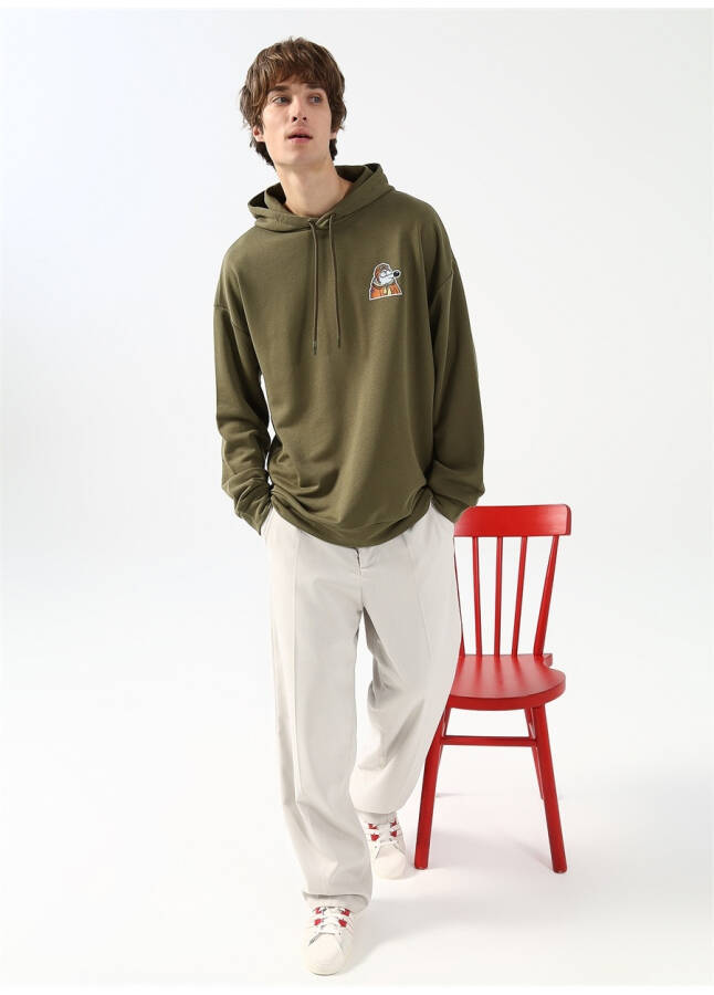 Oversized Khaki Men's Sweatshirt - 9