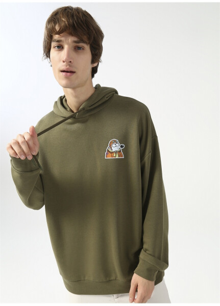 Oversized Khaki Men's Sweatshirt - 10