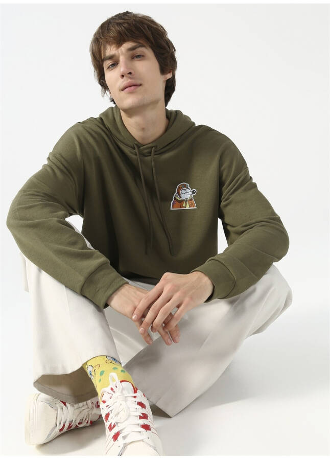 Oversized Khaki Men's Sweatshirt - 11