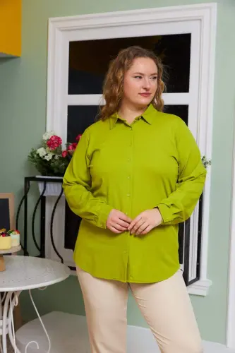 Oversized Knitted Modal Shirt Olive - 3