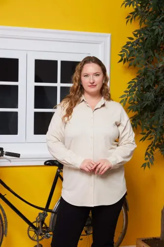 Oversized Knitted Modal Yarn Shirt Cream - 7