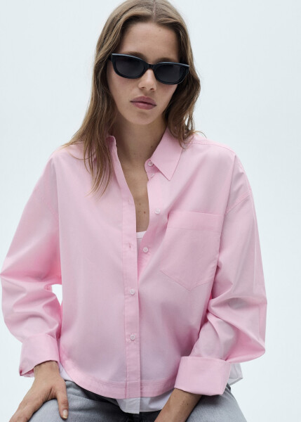 Oversized pink shirt with contrast - 5