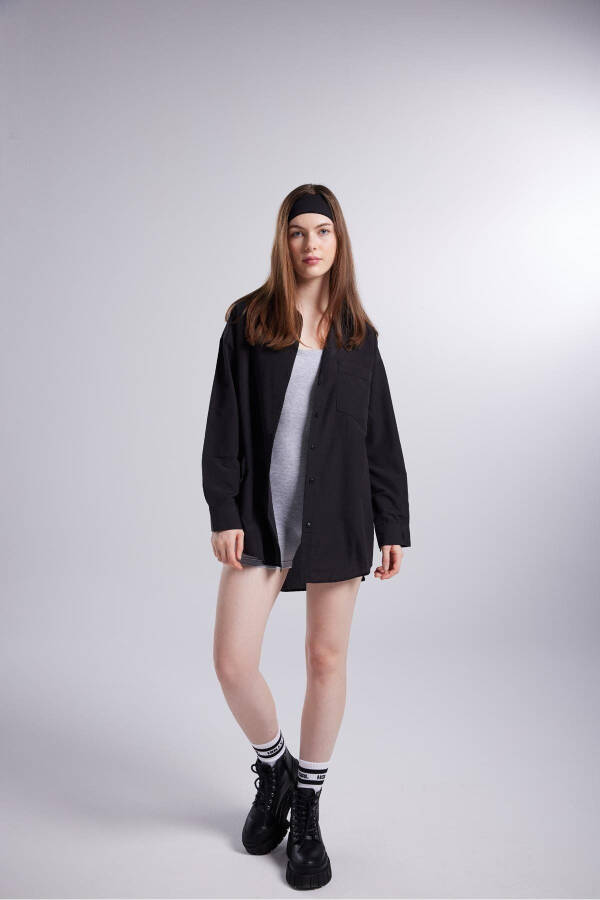 Oversized Pocket Lovesize Shirt Black - 1