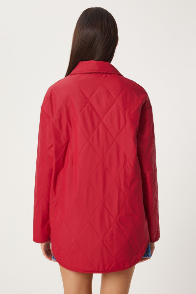 Oversized Pocket Quilted Jacket RED - 5