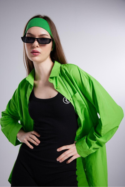 Oversized Pocket Shirt Green - HOLLY LOLLY (1)