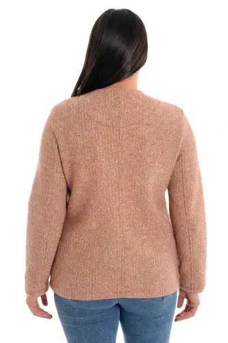 Oversized Pocket Stone Print Camel Jacket - 5