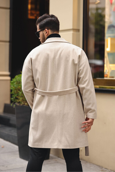 Oversized, relaxed fit, belted, wool blend coat. - 5