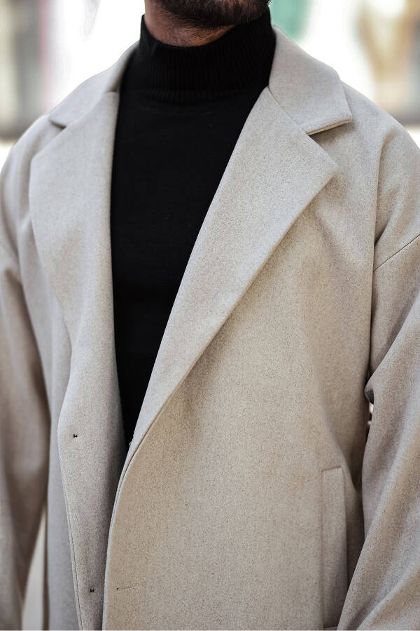 Oversized, relaxed fit, black belted, cashmere coat. - 5