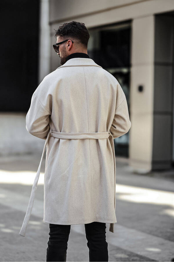 Oversized, relaxed fit, black belted, cashmere coat. - 6