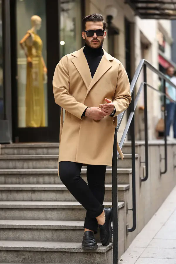 Oversized, relaxed fit, cashmere coat with belt. Men's. - 2