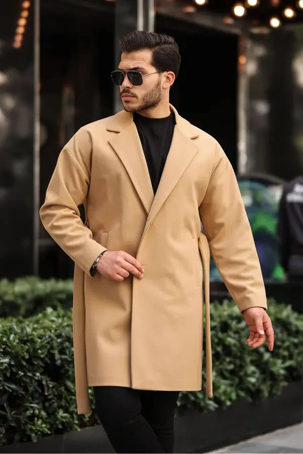 Oversized, relaxed fit, cashmere coat with belt. Men's. - 5