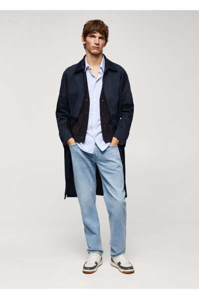 Oversized Striped Cotton Shirt - MANGO MAN (1)