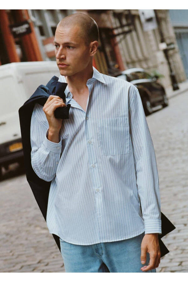 Oversized Striped Cotton Shirt - 8