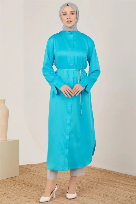 Oversized Tunic Dress 23y4502 Aqua - 2