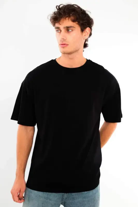 Oversized Unisex T-Shirt in Oversize Bike Collar Basic Black-White / Comfortable 2-Pack - 19