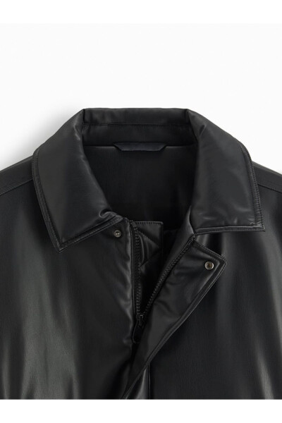 Oversized Vintage Men's Black Leather Jacket - 10