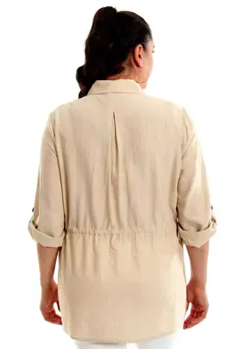 Oversized Waist-tied Stone Jacket with Pockets - 5