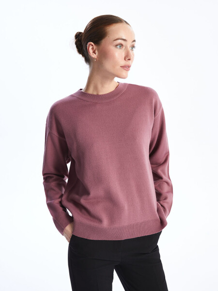 Oversized Women's Crew Neck Long Sleeve Knit Sweater - 8