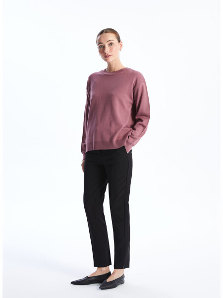 Oversized Women's Crew Neck Long Sleeve Knit Sweater - 9