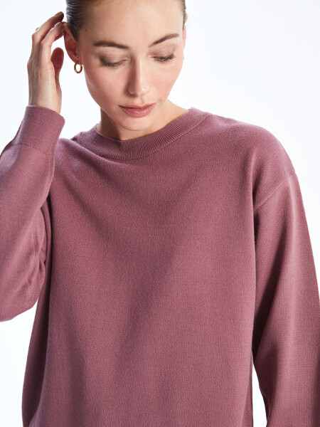 Oversized Women's Crew Neck Long Sleeve Knit Sweater - 10