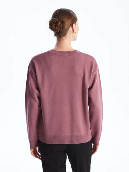 Oversized Women's Crew Neck Long Sleeve Knit Sweater - 12