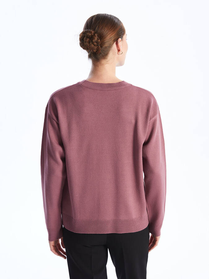 Oversized Women's Crew Neck Long Sleeve Knit Sweater - 19