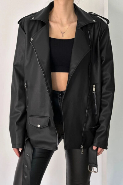 Oversized Women's Leather Jacket - 5