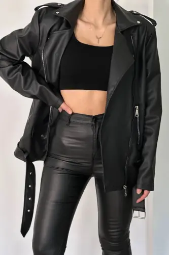 Oversized Women's Leather Jacket - 7