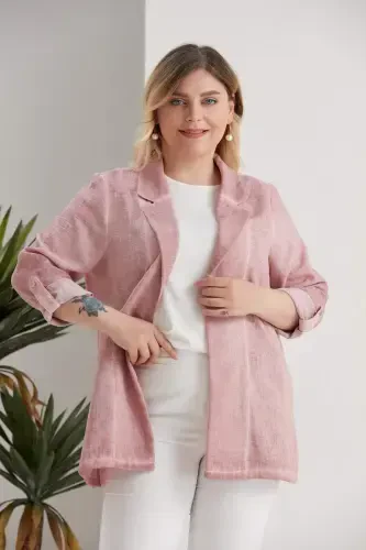 Oversized Wrap Neck Batik Powder Jacket - 1