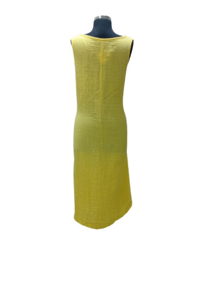 Oversized Yellow Sleeveless Loose Muslin Dress - 3