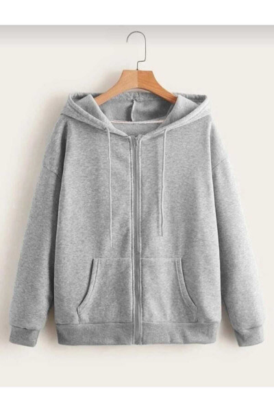 Oversized, zippered, unisex hooded cardigan. - 1