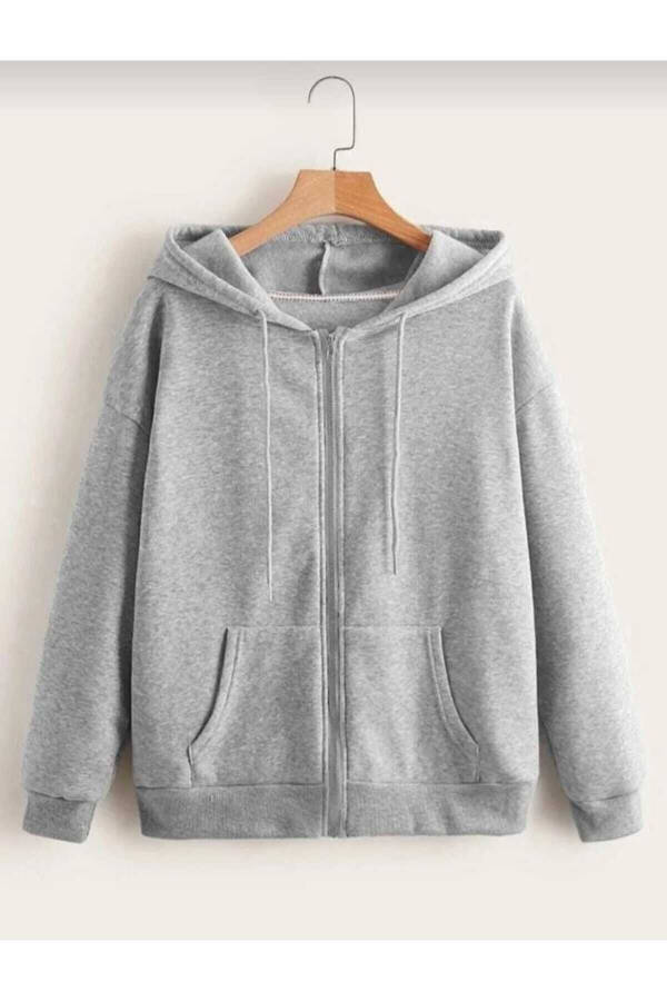 Oversized, zippered, unisex hooded cardigan. - 1