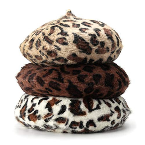 Ovida Ayollar uchun Leopard bosma Bere Shlyapa Yün Fransuz Bere Qopqoq Qish Issiq Beanie Shlyapa - 28