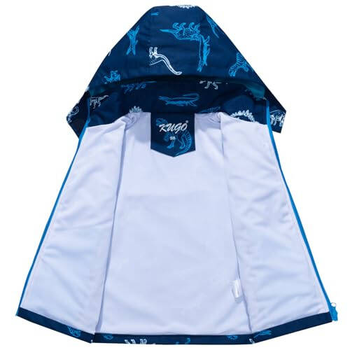 Ovovod Boys Rain Jacket with Detachable Hood Lightweight Raincoats for Kids Windbreaker - 7