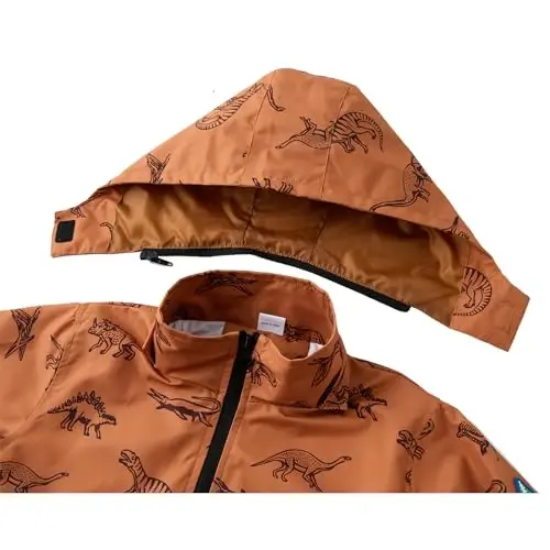 Ovovod Boys Rain Jacket with Detachable Hood Lightweight Raincoats for Kids Windbreaker - 4