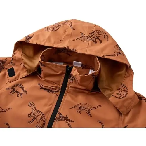 Ovovod Boys Rain Jacket with Detachable Hood Lightweight Raincoats for Kids Windbreaker - 3