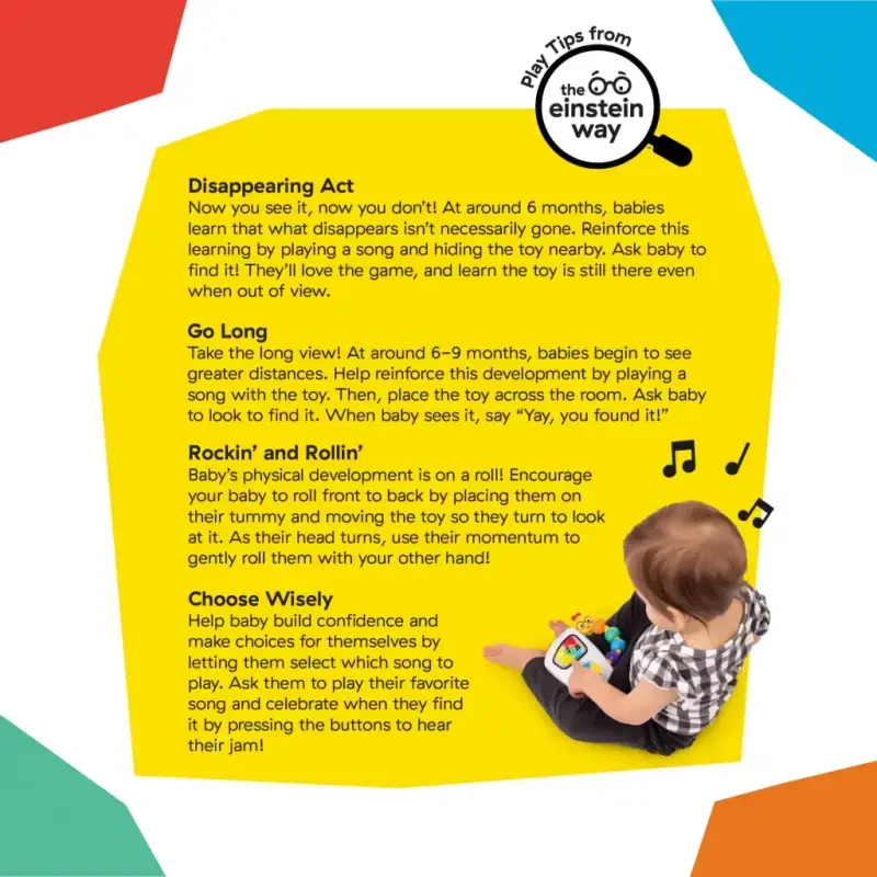 Ovozni boshqarish bilan Baby Einstein Take Along Tunes musiqiy chaqaloq o'yinchoq - 4
