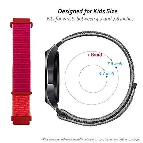 OWKEY Nylon Band Replacement Compatible with Garmin Bounce Kids Watch, Hook & Loop Design Easy for Kids to Put On & Off, Breathable & Washable - 2