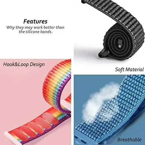 OWKEY Nylon Band Replacement Garmin Bounce bolalar soati bilan mos keladi, Ilgak & Loop dizayni Bolalar uchun kiyish va yechish oson, Nafas oladigan va yuviladigan - 3
