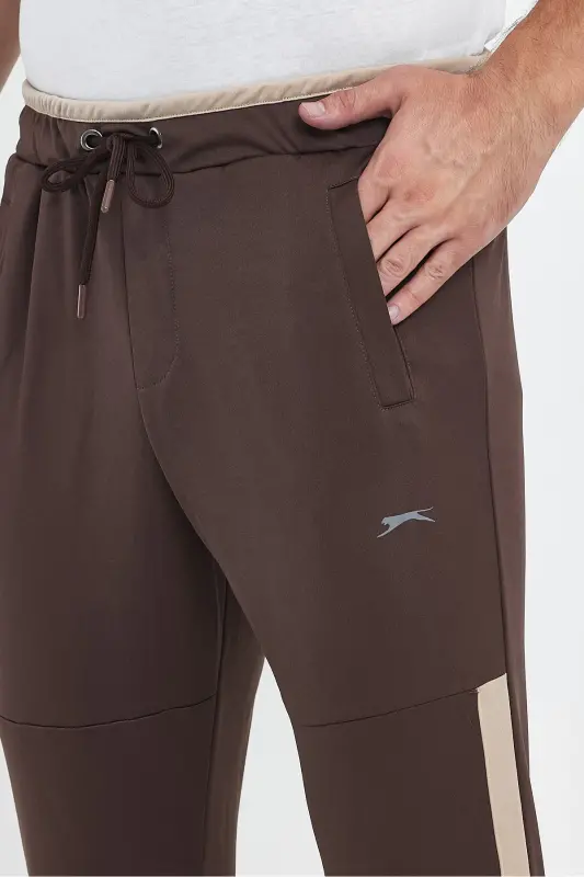 OXFORD I Men's Zipper Pocket Brown Sweatpants-Brown - 11