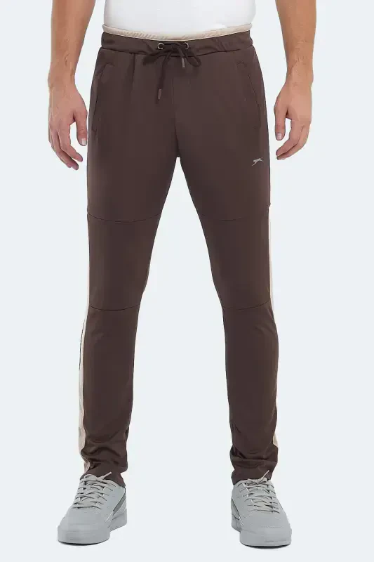 OXFORD I Men's Zipper Pocket Brown Sweatpants-Brown - 1